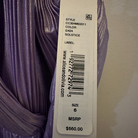 Alice And Olivia Purple Arista Halterneck Accordion Pleat Maxi Dress - Picture 5 of 6